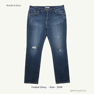 Faded Glory Women’s Plus 20W Stretch Jeans – Dark Wash, Classic Fit